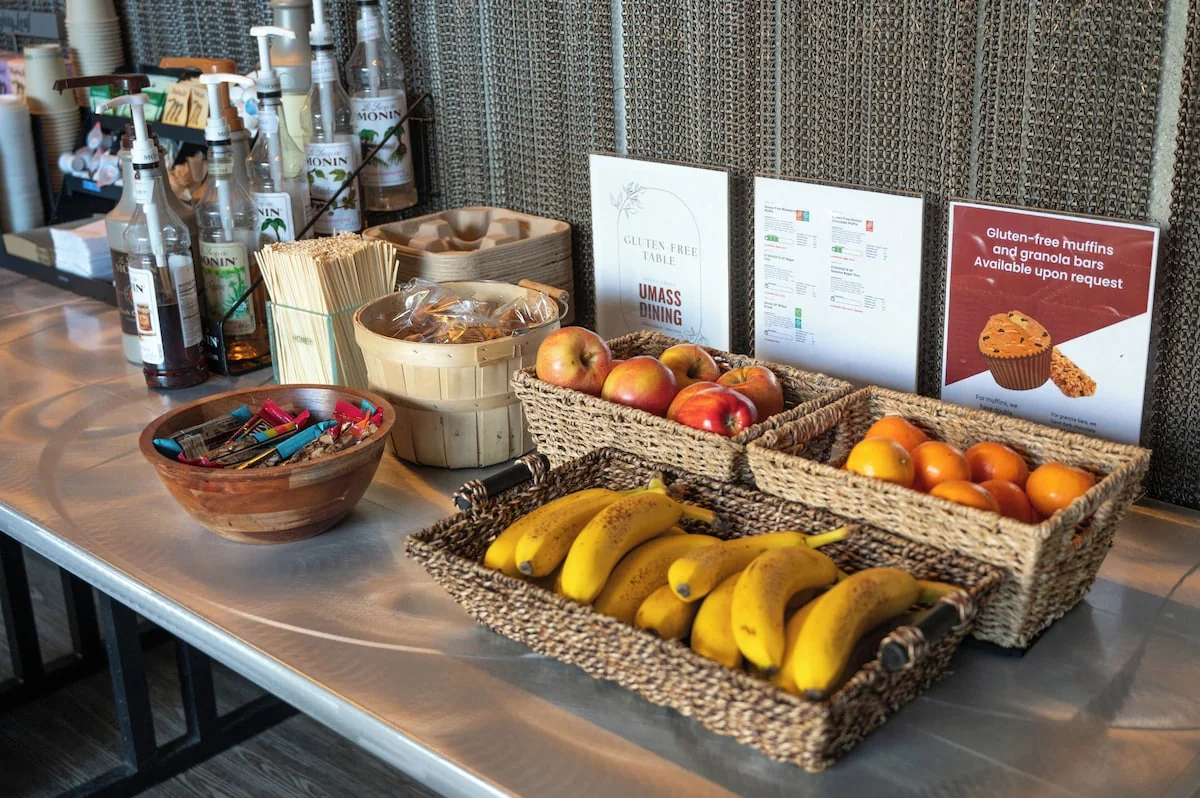 Continental Plus breakfast spread at Hotel UMass